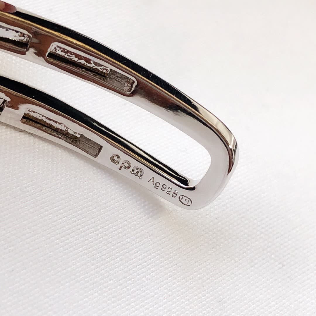 APM Monaco Silver Cuff Bracelet with Diamond Accents